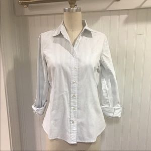 Vineyard vines blue and white stripe button down.